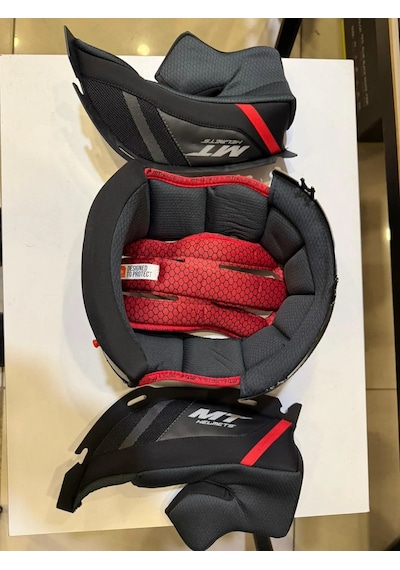 Kask Mt İç Ped Takımı Thunder 4 Sağ-sol Ve Üst Gri/kırmızı