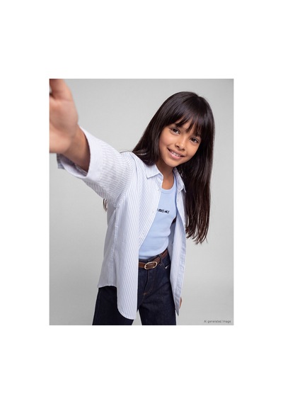 LC Waikiki Alıta Cıty Farkıyla Lcw Kids Lila Çizgili Loose & Bol Kız Çocuk Gömlek Lila - 930172582 Lila