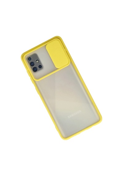 Newface - 620 - Samsung Galaxy Uyumlu A71 Kılıf Palm Buzlu Kamera Sürgülü Silikon - Csmo-tex - - Sarı