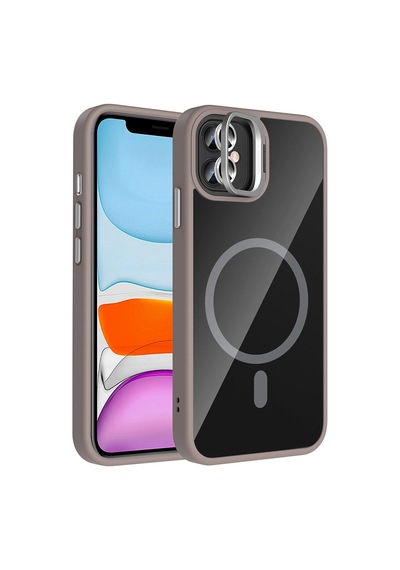 Apple iPhone Uyumlu 11 Kılıf Standlı Ve Kamera Lens Hediyeli M-safe Şarj Özellikli Zore Etro Kapak Çok Renkli
