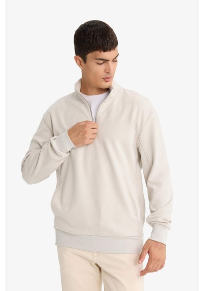 Defacto Regular Fit Yarım Fermuarlı Sweatshirt E9629ax25aubg766 Bej-bg766