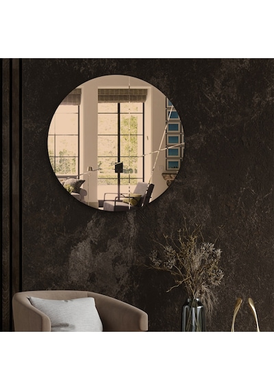 Ayna | Bronz Ayna | Tasarım Kanallı | Çap60Cm Bronz