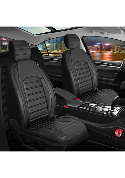 Bmw 5 Serisi 520 Deri Oto Koltuk Kılıfı Ön Arka Set Siyah  Seri Şhn