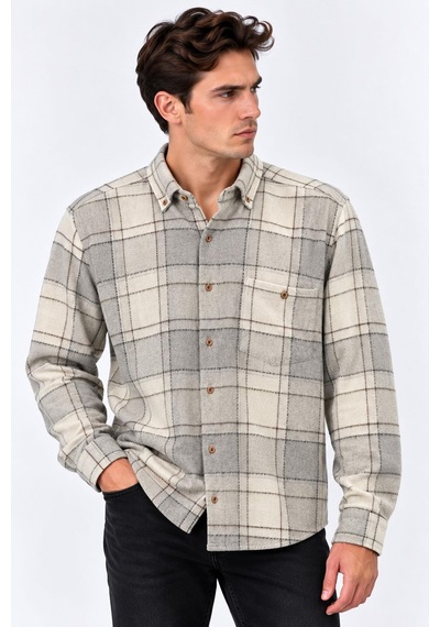 Classics Men Regular Fit Erkek Kışlık Hakiki Oduncu Gömleği Gri