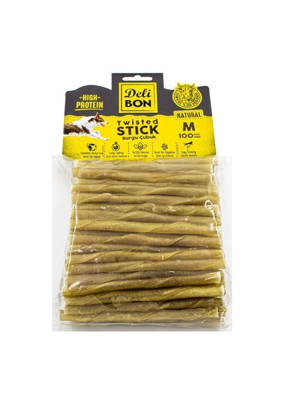 Doggie Delibon Gerçek Deriden Kalın Burgu Çubuk, Thıckx100pcs., Natural