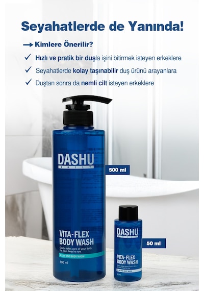 Saç, Yüz Ve Vücut İçin Hepsi Bir Arada Duş Jeli Dashu Daily Vita-flex All In One Body Wash 50ml Narenciye