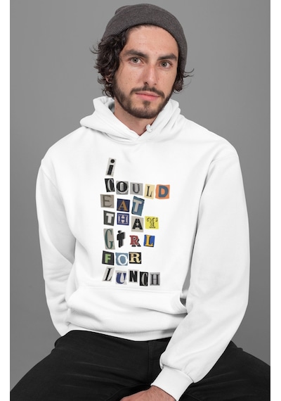 Sevbano Billie Eilish Lunch Baskılı Unisex Oversize Şarkıcı Hoodie beyaz