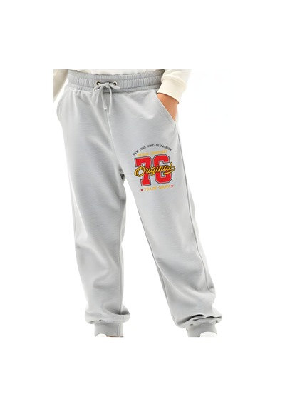 Panios Kids Original 76 Baskılı Erkek Çocuk Jogger Eşofman Altı Gri