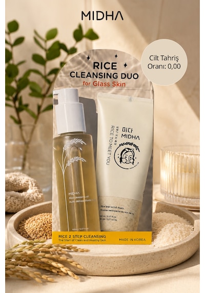Makyaj Temizleme Yağı & Temizleme Köpüğü İçeren 2 Adımlı Set Mıdha Rice 2 Step Cleansing Duo Set