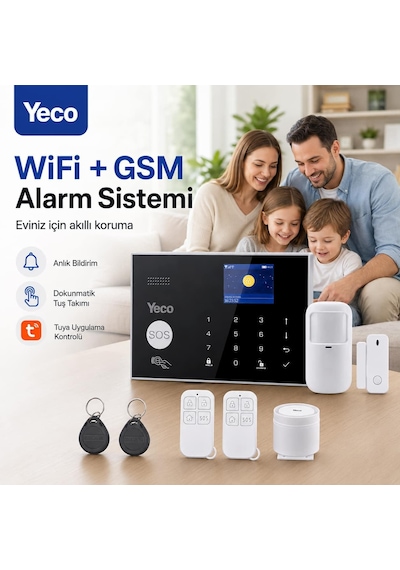 Yeco Sas-10 Akıllı Alarm Sistemi Wifi, Tuya Uyumlu, Mobil Kontrollü