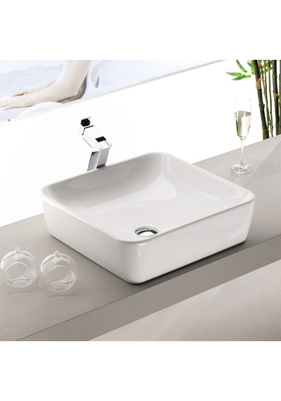Turkuaz Seramik Cerastyle One Kare Çanak Tezgahüstü Lavabo 46CM
