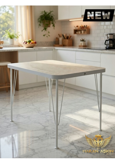 By Hakan Aşkın Beyaz Metal Ayaklı 60x90 Cm Kalınlıklı Traverten Tek Masa Mutfak - Balkon - Çalışma Masası Strwood Original Traverten Deri Yüzey By Hakan Aşkın Beyaz Metal Ayaklı 60x90 Cm Kalınlıklı Traverten Tek Masa Mutfak - Balkon - Çalışma Masası Strwood Original Traverten Deri Yüzey