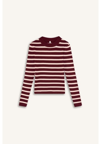 Defacto Kız Çocuk Çizgili Kazak G6975a826spbr281 Bordo-br281