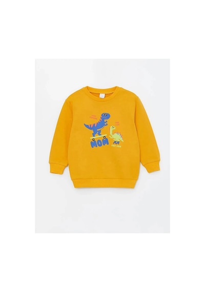LC Waikiki Bisiklet Yaka Uzun Kollu Baskılı Erkek Bebek Sweatshirt Sarı