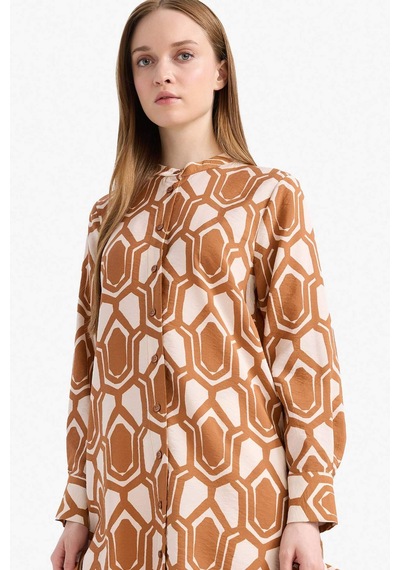 DeFacto Regular Fit Deseneli Uzun Kollu Gömlek Tunik F2183AX25SMBN125 DeFacto Regular Fit Deseneli Uzun Kollu Gömlek Tunik F2183AX25SMBN125