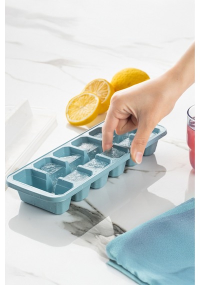 Frozia 12 Bölmeli Buz Kalıbı, Şeffaf Kapaklı Silikon Buzluk, Modern Tasarım Plastik Diğer