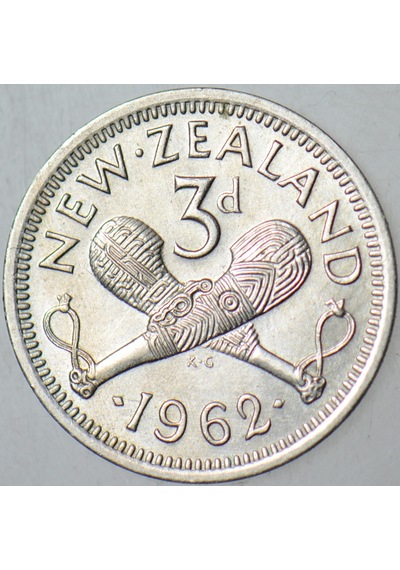 Yeni Zelanda 3 Pence 1962 Kraliçe Iı. Elizabeth. Çil -