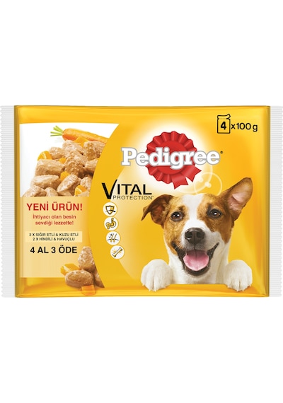 Pedigree Multipack Etli ve Havuçlu Pouch Yetişkin Köpek Maması 4 x 100 G
