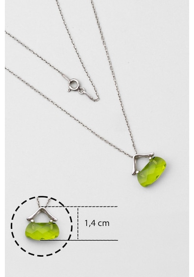Yeşil Çanta 18 Ayar Beyaz Altın Kaplama 33 Cm Gümüş Çocuk Kolye Rodyum