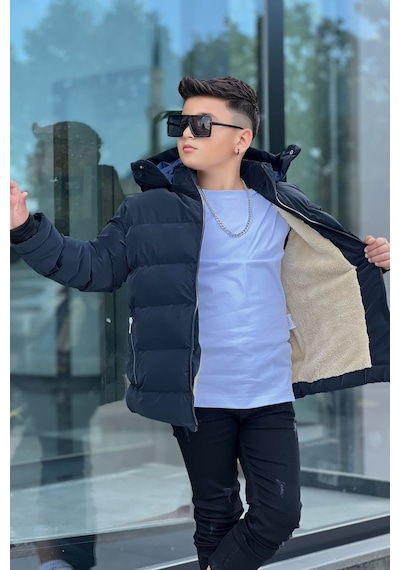 Pina Kids Erkek Çocuk Çıkarılabilir Kapüşonlu Su Geçirmez Nova Kışlık Mont Km4012 Lacivert