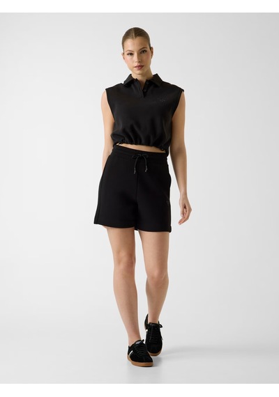 Guess Habi Kolsuz Kadın Polo Crop T-shirt V6gp02k2956 Siyah