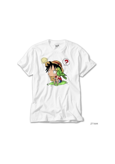 One Piece Pirate Luffy Beyaz Tişört Beyaz