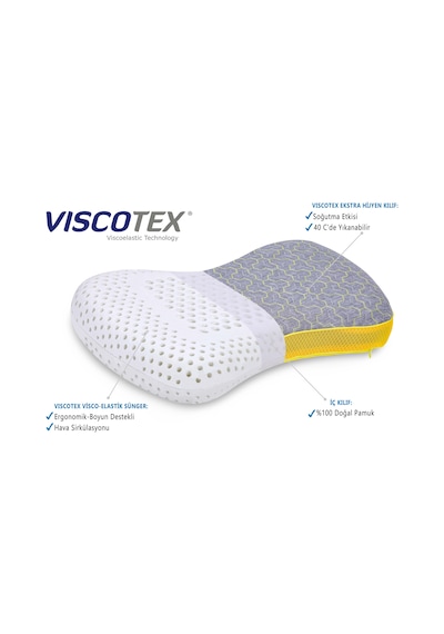 Viscotex Boyun Destekli Doğal Botanik Lif Kılıflı Ekstra Pamuk Kılıf