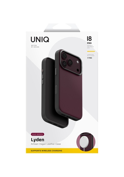 Apple iPhone Uyumlu 18 Pro Kılıf Lyden Ds Çift Tonlu Vegan Deri Magsafe Özel Tasarım Koruyucu Şık Kapak Mürdüm