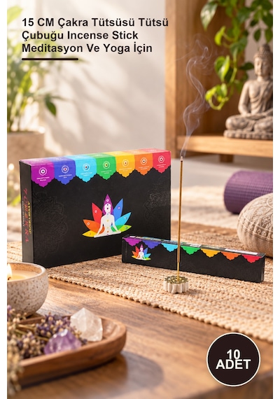 10 Adet Ayurvedic 7 Chakra Tütsü 15 Cm Çakra Tütsüsü Tütsü Çubuğu Incense Stick Meditasyon Ve Yoga İçin