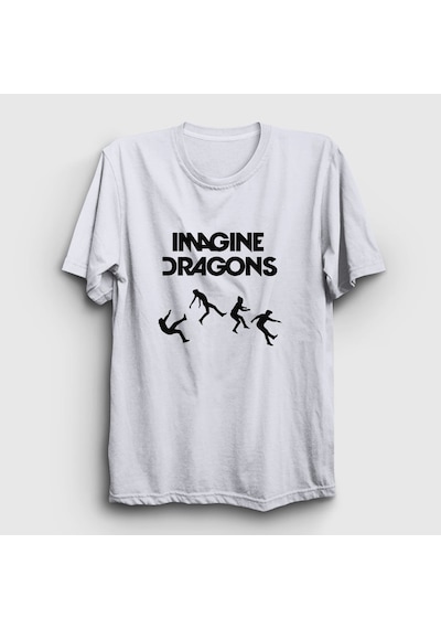 Presmono Unisex World Imagine Dragons T-shirt Beyaz