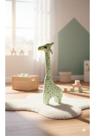 Zürafa Peluş Oyuncak Oyun Arkadaşım Yastık 100 Cm Yeşil