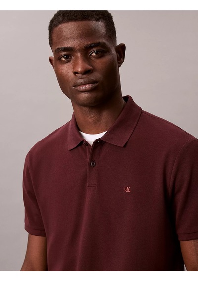 Erkek Regular Fit %100 Pamuklu Ck Logolu Kısa Kollu Bordo T-shirt Bordo