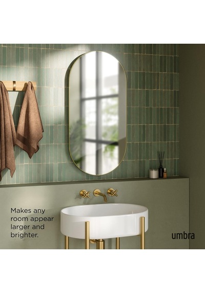Hubba Hap Duvar Aynası 91,4 Cm X 45,7 Cm İnce Pirinç Çerçeveli Büyük Ayna, Banyo, Yatak Odası, Oturma Odası Çok Renkli