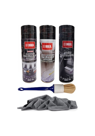 Combo 3lü Komple Oto Araç Bakımı Çok Amaçlı Temizlik Spreyi, Susuz Motor,trim Parlatıcı Set