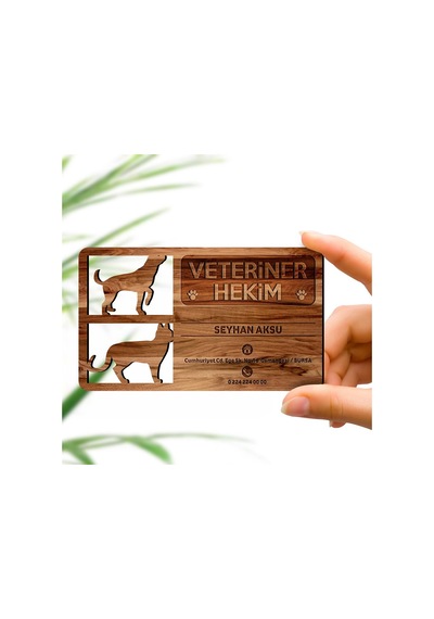 Kişiye Özel Mesleki veteriner Hekim Ahşap Kartvizit (Model 2-8) 5