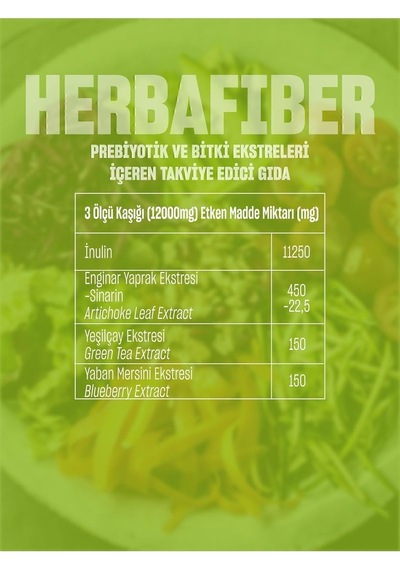 Herbafiber Bitkisel Kökenli Lif Kaynağı, Prebiyotik, 60 Gr