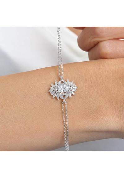 Effective Diamond Venedik Dansı Işıltılı Gümüş Bileklik