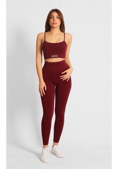 Nature The Brand Ntb Seamless Scrunch Push-up Leggings Yüksek Bel Büzgülü Toparlayıcı Dikişsiz Tayt Vişne Çürüğü