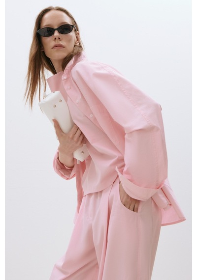 Suud Collection Pembe Klara Yıkamalı Poplin Gömlek
