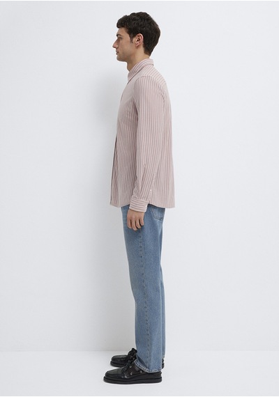 Mavi - Çizgili Pembe Gömlek 0211404-91578 Pembe