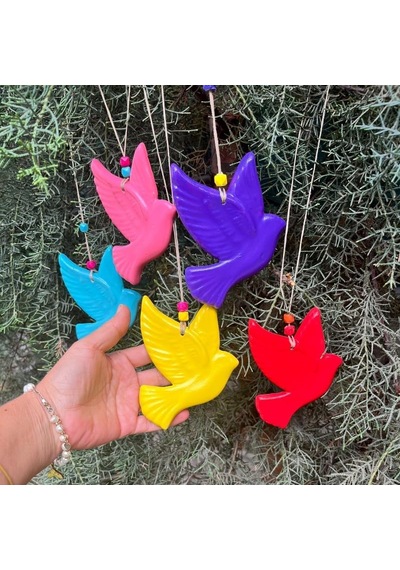 Dafniart Rengarenk Kuş Balkon Bahçe Duvar Süsü Kuşlu Dekor 10 Cm Çok Renkli Mavi 10 Cm Diğer