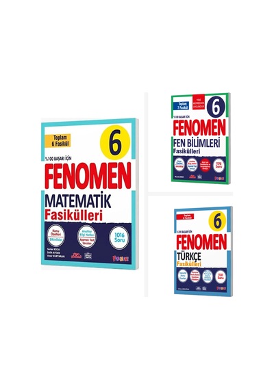 Fenomen 6. Sınıf Matematik + Fen + Türkçe Fasikülleri Seti 3 Kitap Fenomen Yayınları