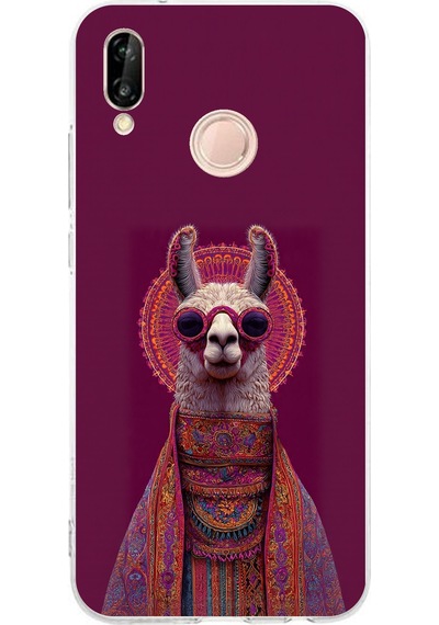 Huawei P20 Lite Uyumlu Kozmik Lama Baskılı Silikon Kılıf Renkli