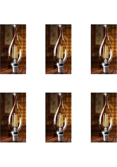 Edison 6 Adet 4w Led Filament Kıvrık Buji Ampul Günışığı Ct-4062g