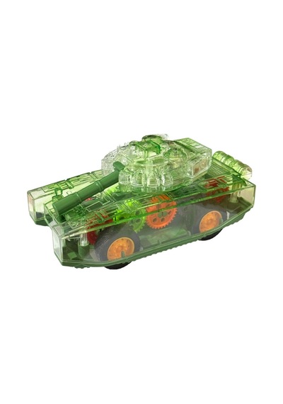 Sürtmeli Şeffaf Işıklı Tank Askeri Araç 15 Cm Yeşil Renkli