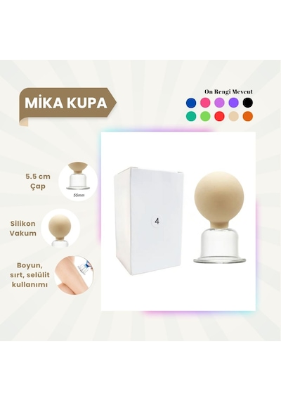 Silikon Vakumlu Mika Yüz Masaj Kupası No:4 Bej Çok Renkli