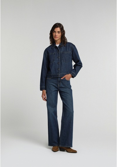 Colin's Colins Oversize Fit Düğmeli Astarsız Kadın Dark İndigo Denim Ceket Cl1082795 Q1.v1 Dn45171