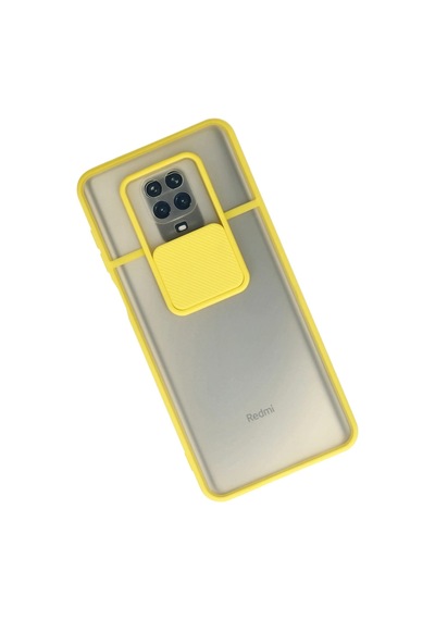 Gld-spt- Newface Xiaomi Redmi Note 9 Pro Kılıf Palm Buzlu Kamera Sürgülü Silikon - Sarı