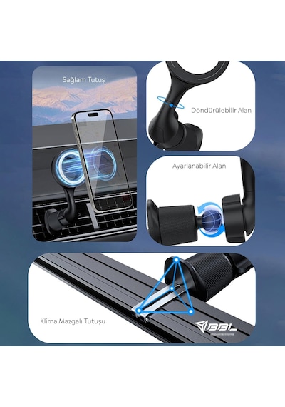 M-safe Magnetik 360 Dönebilen Havalandırma Tasarım Araç Telefon Tutucu 2 Mixed