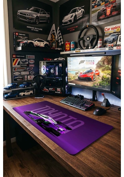 Toyota Supra Mor Yeşil Drift Tasarımı 40x90 Cm Oyuncu Mousepad Kaymaz Taban Büyük Boy